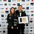 Canterbury-North Otago Share Farmers of the Year Nikita Baker and Richard Grabham celebrate their...