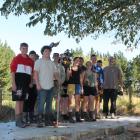 Simon Pearce’s year-11 building class, ready to unbox their concrete pathway in Menzies Ferry,...