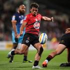 Crusaders halfback Noah Hotham prepares to kick during a Super Rugby Pacific game earlier this...
