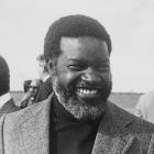 Namibian politician Sam Nujoma, president of the South West Africa People's Organisation (SWAPO),...