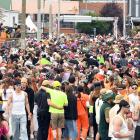 Students are out in force at the Hyde St Party in Dunedin on Saturday. Photo: Stephen Jaquiery