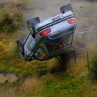 Filipino rally driver Luis King and co-driver Andrew Rabbidge, of Timaru, leave the road in...