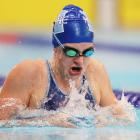 Neptune swimmer Lily McGrath on her way to setting an Otago record in the 100m breaststroke at...