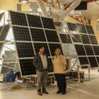 Nasa aerospace engineer Chris Yoder and balloon programme chief Debora Fairbrother stand in front...