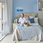 Feature wall painted in Resene Dream Big, headboard in Resene Colorwood Whitewash, other wall in...