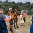 Three protesters were arrested today at the Stockton mine on the West Coast. Photo: Supplied /...