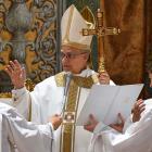 Pope Leo XIV conducts Mass in the Sistine Chapel at the Vatican. Photo: Vatican Media/Reuters