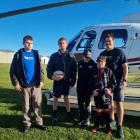 Wānaka rugby fans (from left) Ewan Little, Lachlan Davison, Reuben Beston and Eli Larose get set...