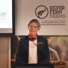 Silver Fern Farms Co-operative chairwoman Anna Nelson addresses the co-operative’s annual meeting...