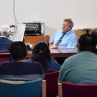 Dunedin Taxis chairman Paul Oliver listens to the complaints of the aggrieved taxi drivers at a...