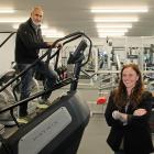 Milton Rec Centre treasurer Bruce Vollweiler climbs the new Stairmaster provided by gym manager...