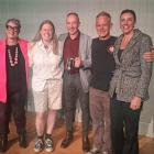 Pint-Sized Plays 2025 winning playwright Andrew Jarocki (centre) is joined on stage by (from left...