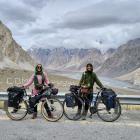 Isobel Ewing (left) and Georgia Merton during their cycling journey along the Karakoram Highway...