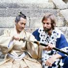 Toshiro Mifune (1920-1997, left), as Yoshi Toranaga, and American actor Richard Chamberlain as...