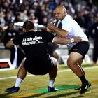 Abraham Tulisi competes against Tapinga Junior Fahiua during the RUNIT Championship League at The...