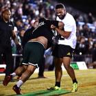 Robbie Tuluatua competes against Tonga Siaila Liuaki during the RUNIT Championship League in...