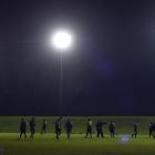 The rugby training lights at the Green Island Rugby Football Club top ground on Thursday night....