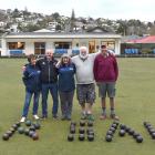 North East Valley Bowling Club members (from left) Mary Ann Harrington, Colin "Wheels" Wheeler,...