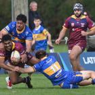 Alhambra-Union second five Manueli Rauqeuqe tries to break through the Taieri defence earlier in...