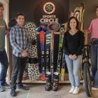 Setting up their new secondhand sports equipment store in Wānaka are (from left) George Ritchie,...