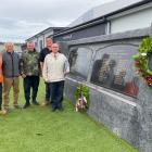 Enjoying a visit to the new Hillside Workshops war memorial and memorial park recently are (from...