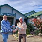 Kevin McGlinchy (right) passes on the baton for South Canterbury’s Prostate Support Group to...