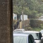 Armed police swarm a Gladstone Rd, North East Valley property on Thursday, as part of a pre...