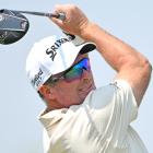 Ryan Fox hits his tee shot at the ninth hole during the third round of the RBC Canadian Open golf...