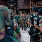 Cambodia's Prime Minister Hun Manet speaks during a visit to a military base, following a clash...