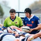 Woodlands halfback Liam Howley prepares to feed a scrum during the Southland premier club game...