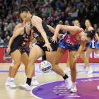 Waikato-Bay of Plenty shooter Saviour Tui and Southern Steel defender Khanye-Lii Munro-Nonoa...