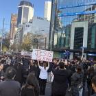 Protesters at the Destiny Church rally in Auckland on Saturday. Photo: RNZ