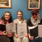 Production manager Susan Moore, left, Remarkable Theatre past president Melanie Grindell and...