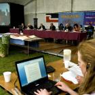 The Waitangi Tribunal panel hearing the Ngāpuhi Waitangi Treaty Claim at Waitangi in 2010. PHOTO:...
