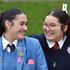 Mana Pounamu award recipients Jade Taani (left), 17, of Queen’s High School, and Camila Barns, 15...