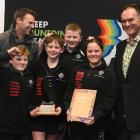 Mayor Jules Radich (right) presented the Best School Project Award to (from left) Fairfield...