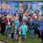 Supporters and sponsors celebrated the unveiling of Koryu Aoshima’s latest public mural ‘‘Fishing...