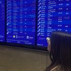 Invercargill woman Michelle Watts views a crammed arrivals and departures schedule at Doha...