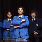 Queen’s High School Māori prefect Jade Taani stands centre stage in front of He Waka Kōtuia as...