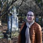 Author Karen Wrigglesworth visits the grave of James Balfour, a marine engineer who designed the...