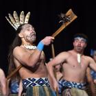 King’s High School student Archibald Valentine (left), 16, holds a tewhatewha, a Maori weapon, as...