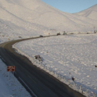 Thick snow remains about the Lindis Pass (State Highway 8) in Central Otago this morning. Photo:...