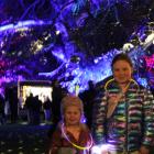 Inky Eyles, 3, and Lily Hughes, 8, enjoy the lights at Kāhui Whetū in the Gore Gardens last night...