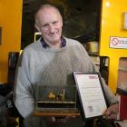 Oamaru Steam and Rail general manager Harry Andrew holds his Paul Dillicar Memorial Trophy for...
