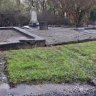 Damage caused by a stolen car at the Port Chalmers cemetery. Photo: Gerard O'Brien 
