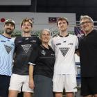 Black Sticks and Otago players Patrick Ward (second left) and Finn Ward (second right) celebrate...