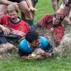 Tom Ria scoring the first of his two tries against Cromwell last Saturday. PHOTO: SUPPLIED