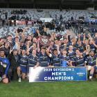 Kaikorai celebrate winning the Speight's Championship Shield at Forsyth Barr Stadium this...
