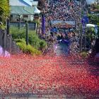 Jaffas hurtle down Dunedin's Baldwin St, the world's steepest -  in 2015. PHOTO: GERARD O'BRIEN/ODT
