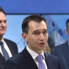 Health Minister Simoen Brown at the Dunedin hospital contract announcement with Dunedin Mayor...